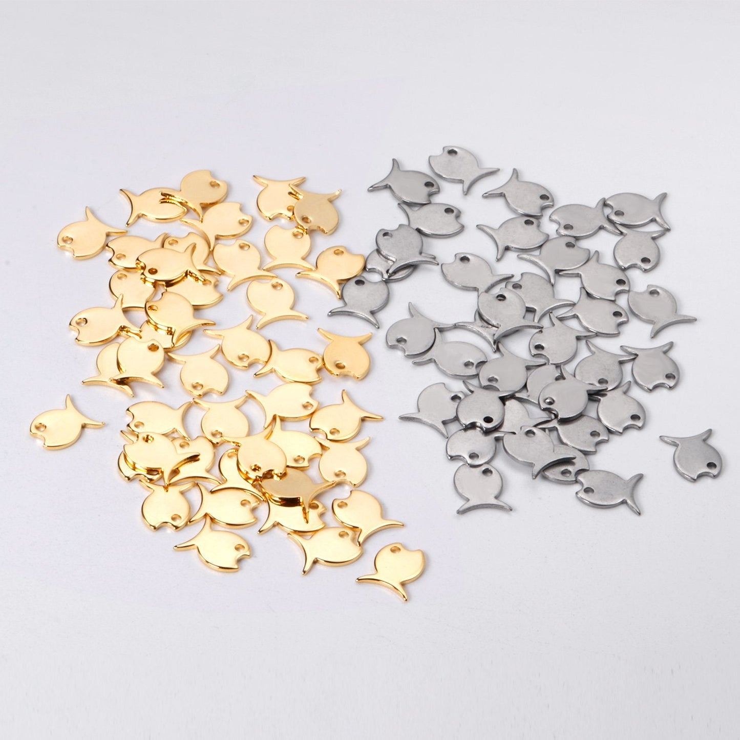 ASON 100 Pcs/Lot Small Fish Lovely Charm 316L Stainless Steel Gold Silver Color For Necklace Bracelet Jewelry Making Supplies asonjewelry