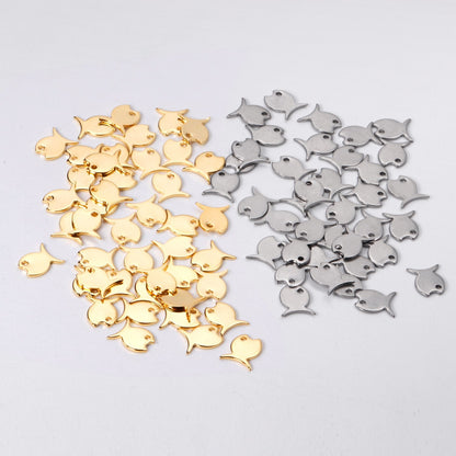 ASON 100 Pcs/Lot Small Fish Lovely Charm 316L Stainless Steel Gold Silver Color For Necklace Bracelet Jewelry Making Supplies asonjewelry