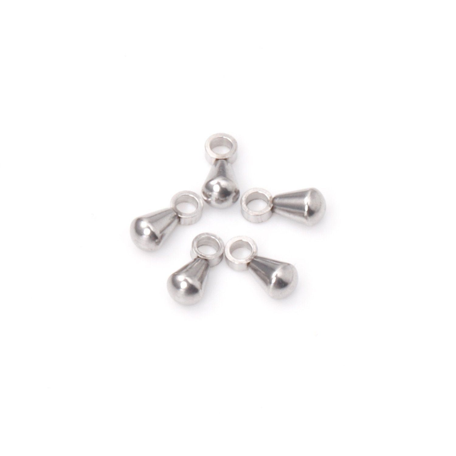 ASON 100pc/Lot 316L Stainless Steel Waterdrop End Beads For DIY Extender Chain Pendant Jewelry Making Findings Accessories asonjewelry