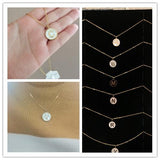 Stainless Steel Round Initial Pendant Necklace Gold Color 26 A-Z Letter Necklaces For Female Party Friend Wholesale