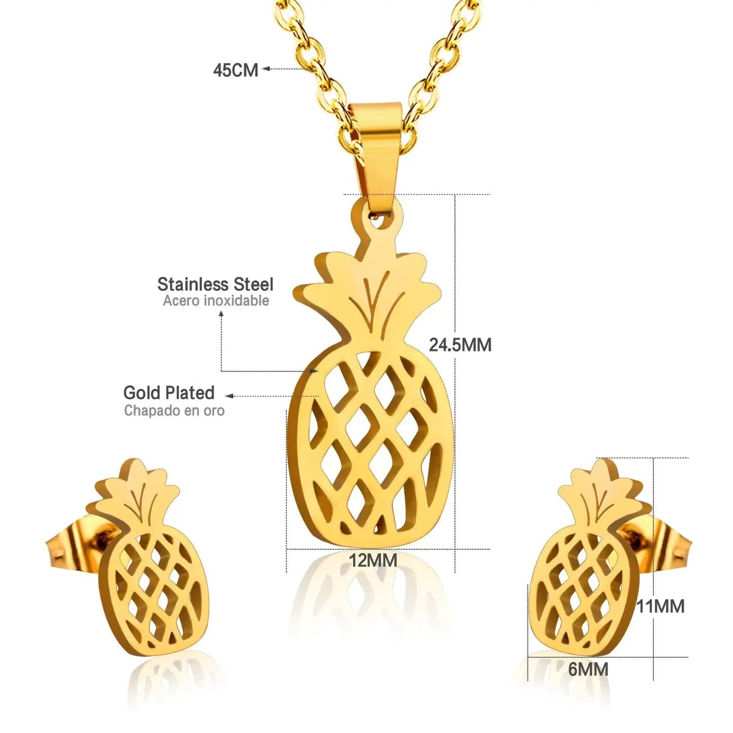 Hot Sale Stainless Steel Bridal African Dubai Jewelry Set For Women Girls Fruit Necklace Earring Jewellery set asonjewelry