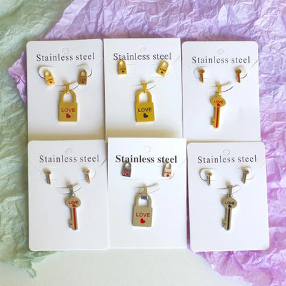 Couple Statement Jewelry Sets Lock Design Love Gifts For Friends Matching Sets Keys And Lock Necklace And Pendients asonjewelry