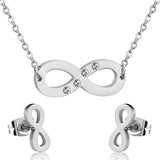 Stainless Steel Dubai African Jewelry Sets Letter With Round Crystal Necklace Earring Sets For Women Accessroies