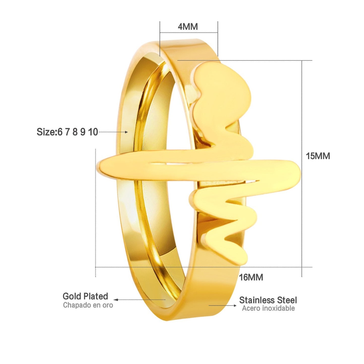 ASON Heartbeat Doctor Nurse Rings Jewelry Stainless Steel Gold Color Engagement Rings Party Wholesale Collier Gift Wedding asonjewelry