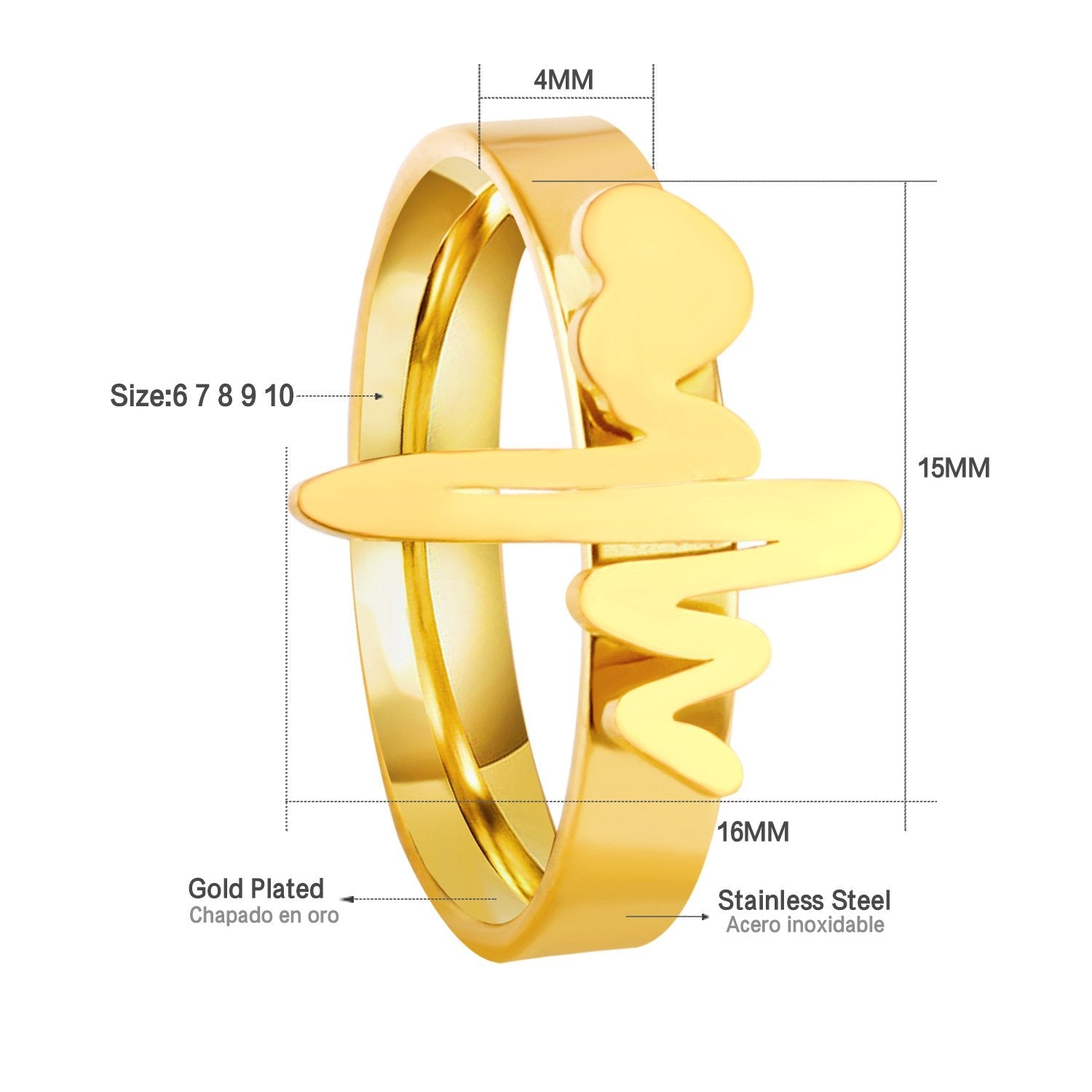 ASON Heartbeat Doctor Nurse Rings Jewelry Stainless Steel Gold Color Engagement Rings Party Wholesale Collier Gift Wedding asonjewelry