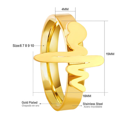 ASON Heartbeat Doctor Nurse Rings Jewelry Stainless Steel Gold Color Engagement Rings Party Wholesale Collier Gift Wedding asonjewelry