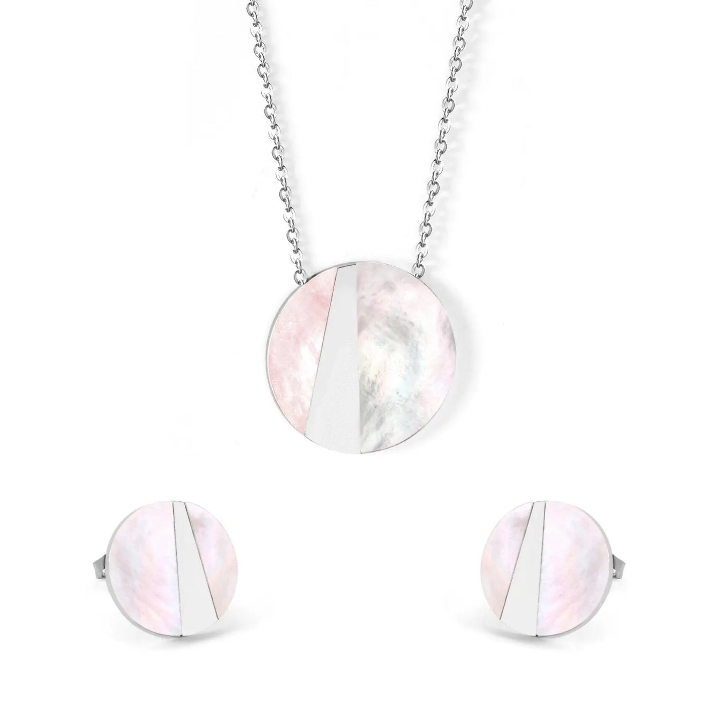 Trendy Elegant Shell Shape Stainless Steel Necklaces Earrings Sets For Ladies Luxury Jewellry Sets pendientes mujer asonjewelry