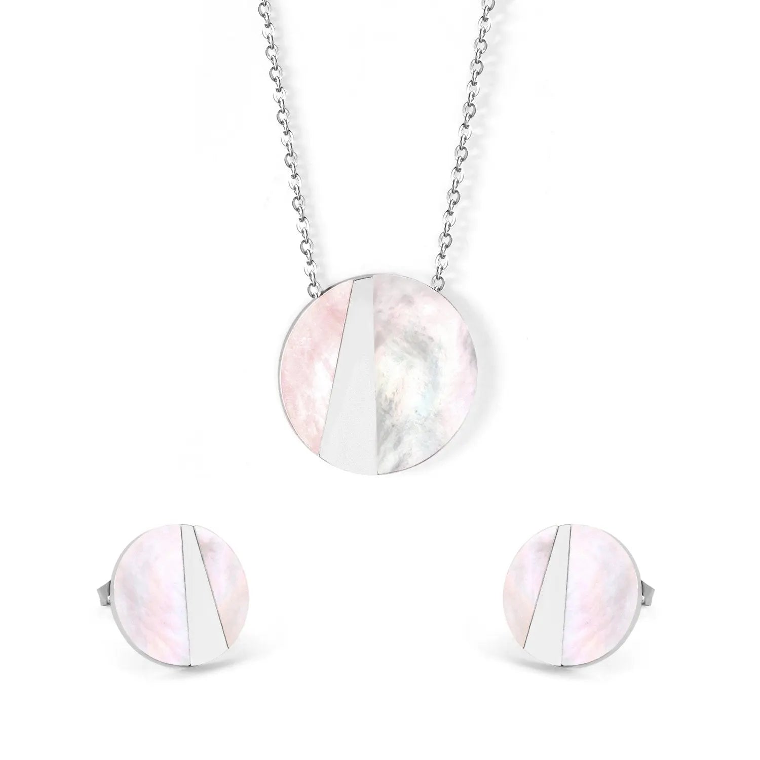 Trendy Elegant Shell Shape Stainless Steel Necklaces Earrings Sets For Ladies Luxury Jewellry Sets pendientes mujer asonjewelry