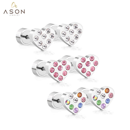 ASON Lovely Star/Heart Shape With Round Colorful Cubic Zirconia Press Stud Earrings for Women/Girl Party Stylish Jewelry asonjewelry