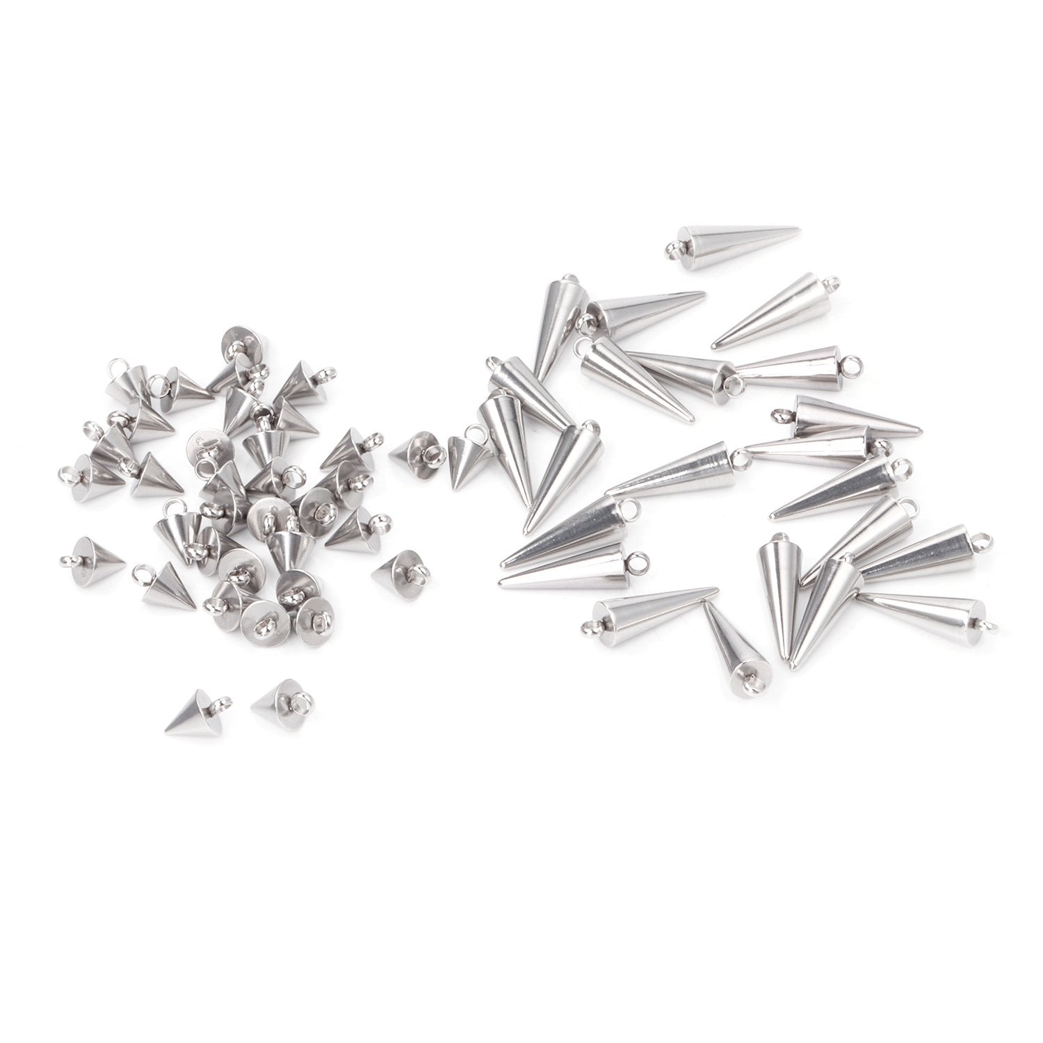 ASON 50pcs/lot Circular Cone Charms Small Cone Pendant Stainless Steel Geometric Accessories For DIY Jewelry Making Handmade asonjewelry