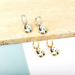 Cute Animal Drop Pendients For Woman Girls Panda Dangle Earrings Frog Dinosaur Charms Grunge Hoops Ears Jewelry New