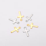 ASON 100Pcs/Lots Cross Charms 316L Stainless Steel Religious Pendant Gold Silver Color For Necklace DIY Jewelry Making Supplies