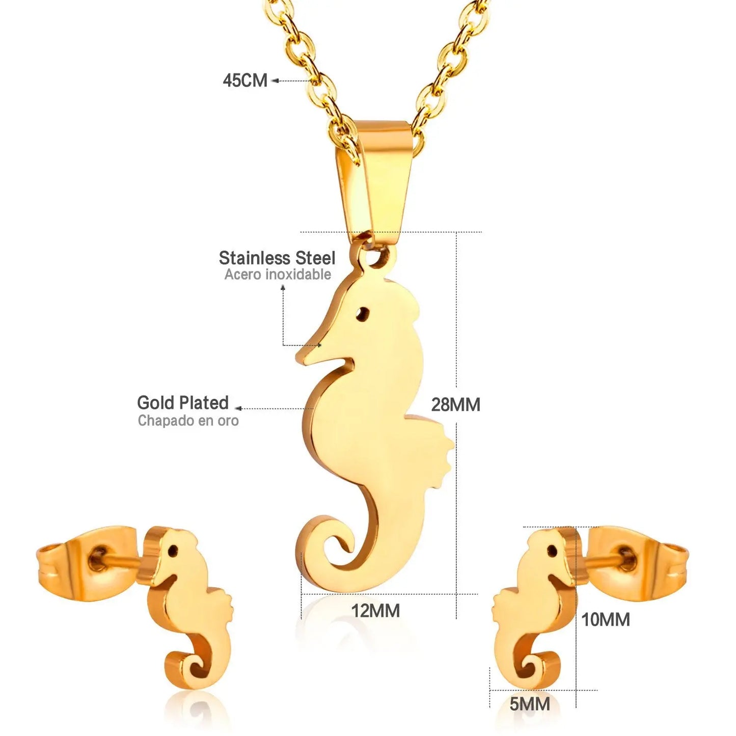 Hippocampus Animal Office Korean Necklaces Earrings Jewelry Sets For Woman Indian Jewellry Set collares para mujer asonjewelry