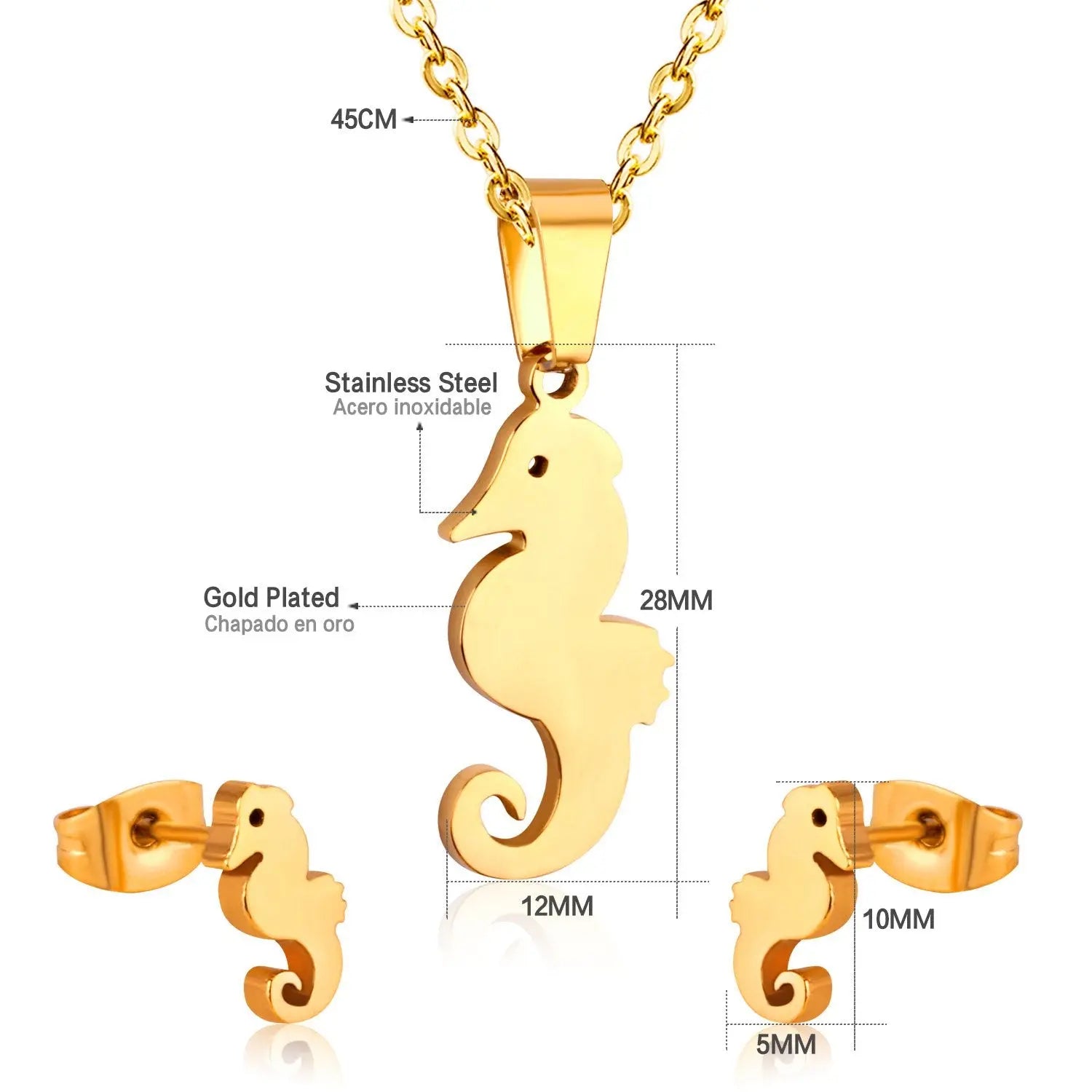 Hippocampus Animal Office Korean Necklaces Earrings Jewelry Sets For Woman Indian Jewellry Set collares para mujer asonjewelry