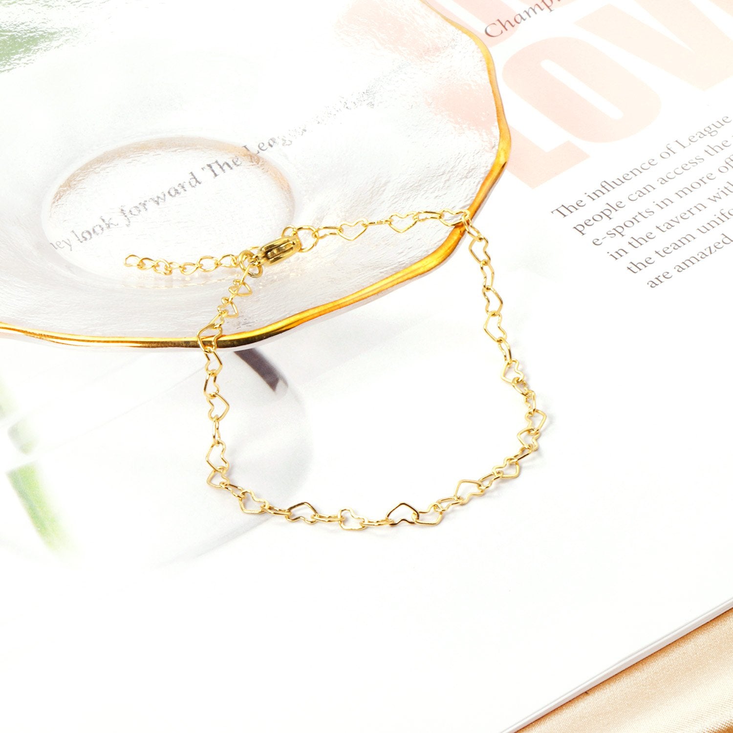 ASON Sweet Heart Shape Adjustable Bracelet with Extender 316L Stainless Steel Bangle for Women Fashion Jewelry Gift asonjewelry