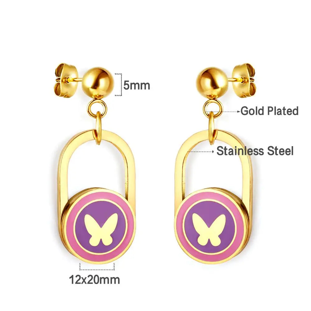 Egirls Jewelry On Ears Oval Shape Trendy Products Gifts For Girls/Woman Cute Pink Butterfly Earrings Heart Dangles asonjewelry