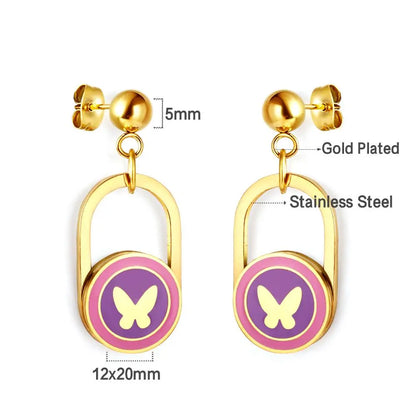Egirls Jewelry On Ears Oval Shape Trendy Products Gifts For Girls/Woman Cute Pink Butterfly Earrings Heart Dangles asonjewelry