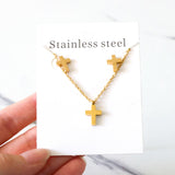 New Trendy Cross Shape Jewellery Sets Stainless Steel Silver Color For Woman Dubai Wedding Bridal Jewelry Sets