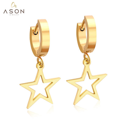 ASON Fashion 2022 Statement Drop Dangle Star Earrings for Women Stainless Steel Hanging Earring Set for Female Jewelry asonjewelry