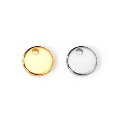 ASON 100pcs Single Hole Disc Pendant Round Stainless Steel  Charm For Necklace Bracelet DRY Handmade Jewelry Making Supplies asonjewelry
