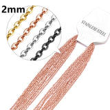 Collares de 2MM para colgantes, venta a granel, cadenas de Eslabón cubano Rolo de 2mm, accesorios para collares, joyería de cadenas de acero inoxidable 