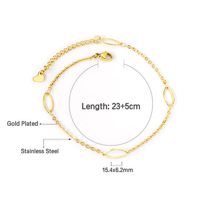 ASON Fashion Jewelry Simple Oval Charm Foot Link Chains Anklet Gold Color Stainless Steel for Women Beach Accessories asonjewelry