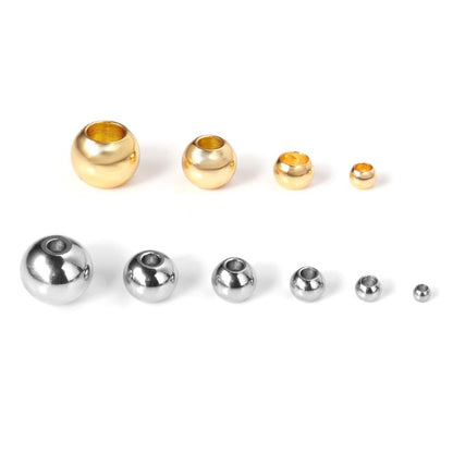 ASON 100pcs/Lot Gold/Silver Color Stainless Steel Spacer Beads Loose Ball for Necklace Bracelet DIY Jewelry Making Supplies asonjewelry