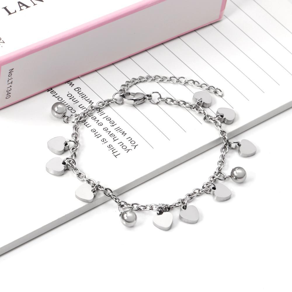 ASON Adjustable Heart Bracelet with Steel Ball Charm Stainless Steel Silver Color Bangle for Women Fashion Jewelry Party asonjewelry