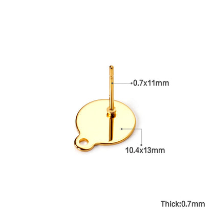 ASON 100Pcs/Lots Ear Studs Earring Accessories Studs Stainless Steel Gold Base Setting Connector For DIY Jewelry Making Supplies asonjewelry