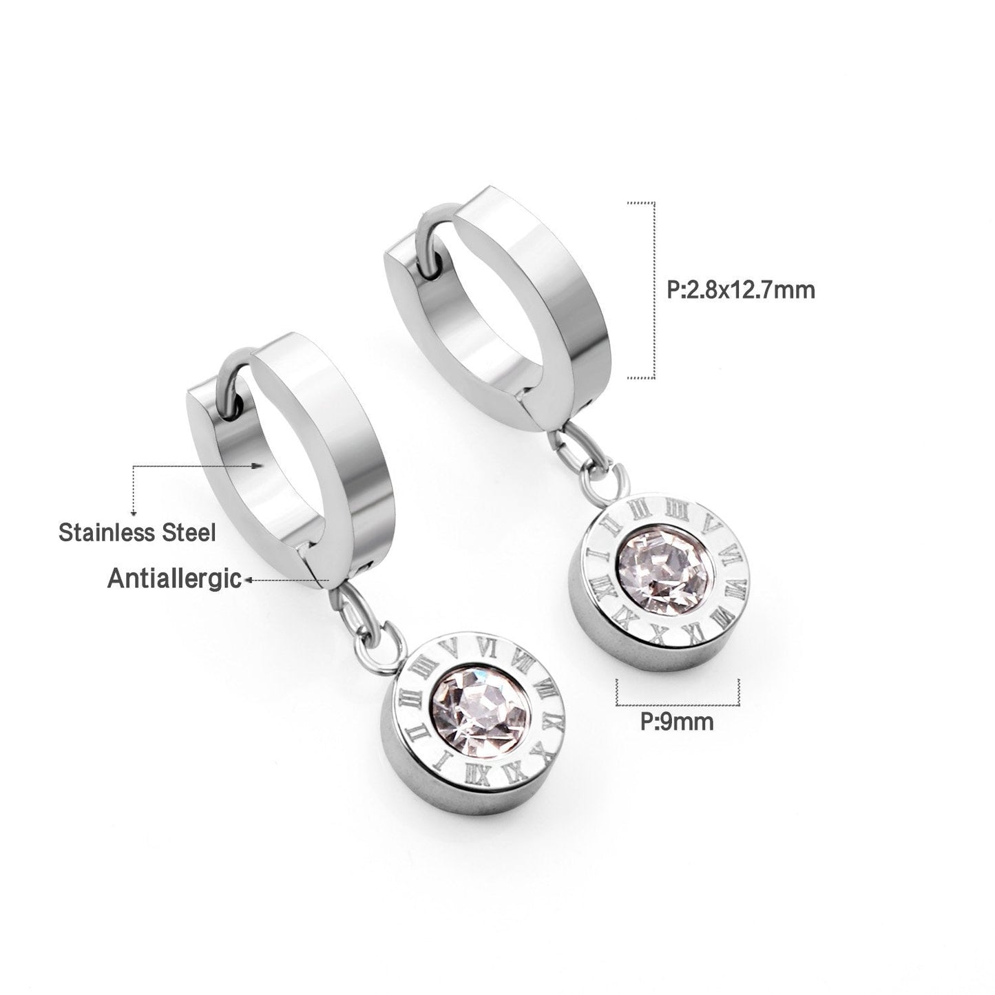 ASON Lovely Roman Numerals Pendant Earrings with Cubic Zirconia for Women Girls Dangle Earring Accessories Jewelry Gift asonjewelry