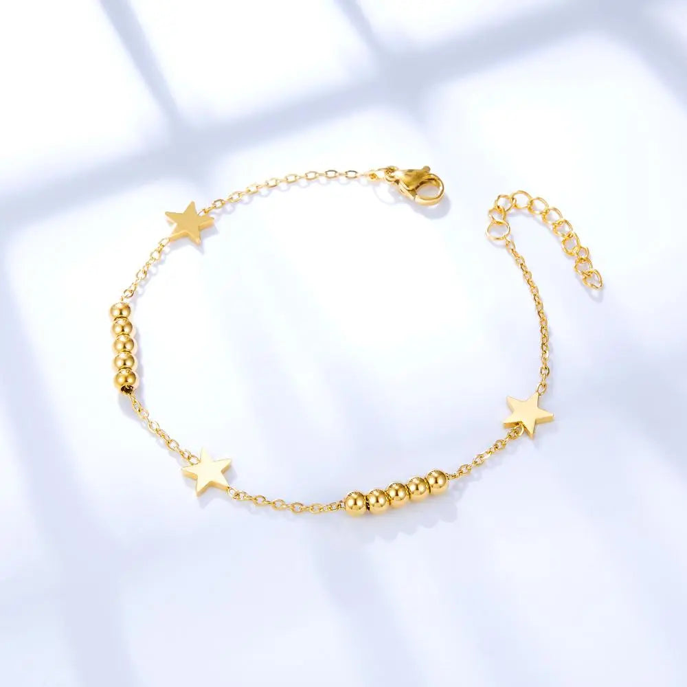 Boho Classic Woman's Bracelets Beads Chains Wrist Jewerly For Woman Simple Design Gold Plated Star Charms My Orders asonjewelry