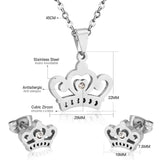 ASON corona colgante collar encanto pequeño Piercing pendientes conjuntos de joyería Color oro acero inoxidable para mujer 