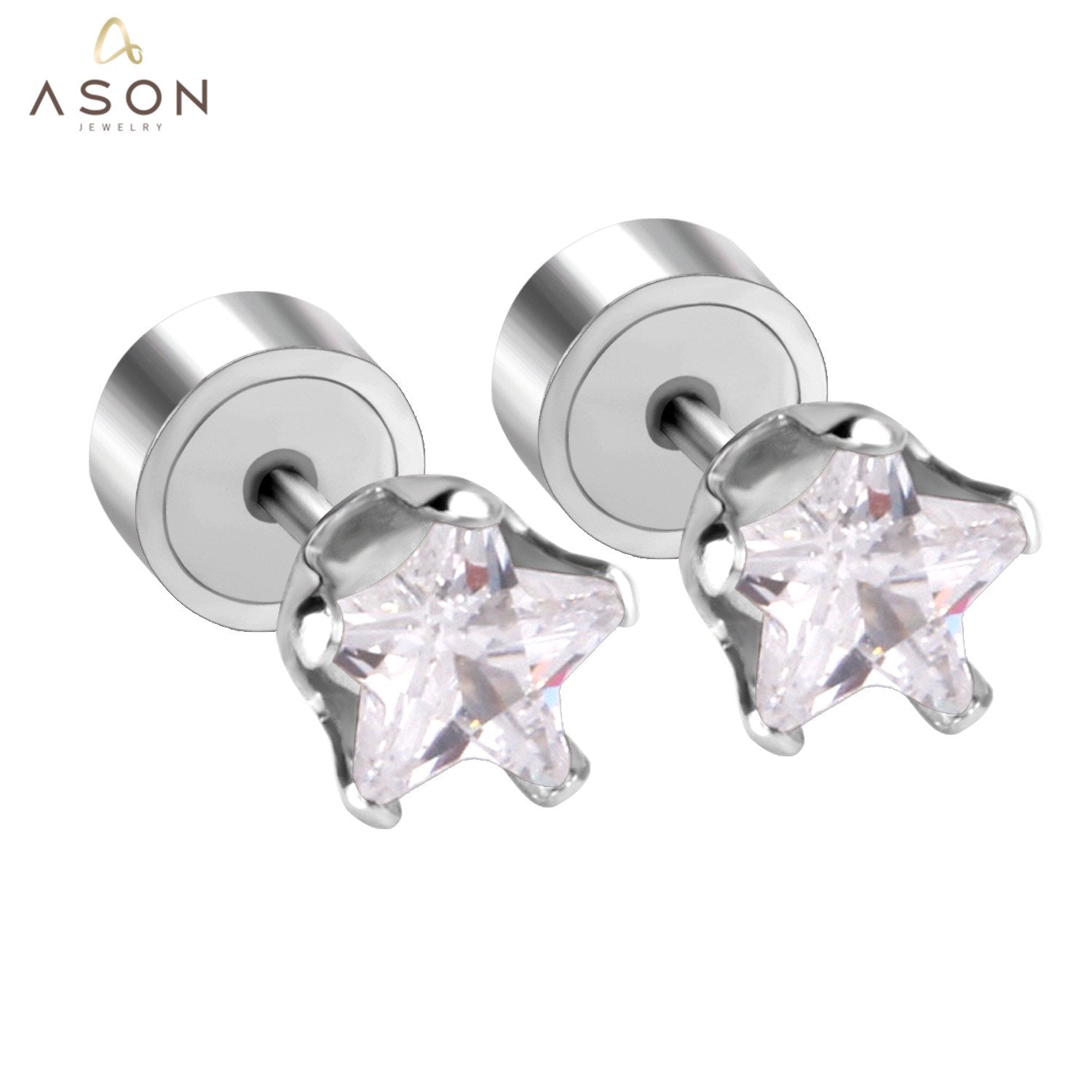 ASON Size 3mm to 5mm Silver Color Star Stud Earrings Stainless Steel Trendy Kid/Girl Earrings Bijoux Party Wholesale asonjewelry