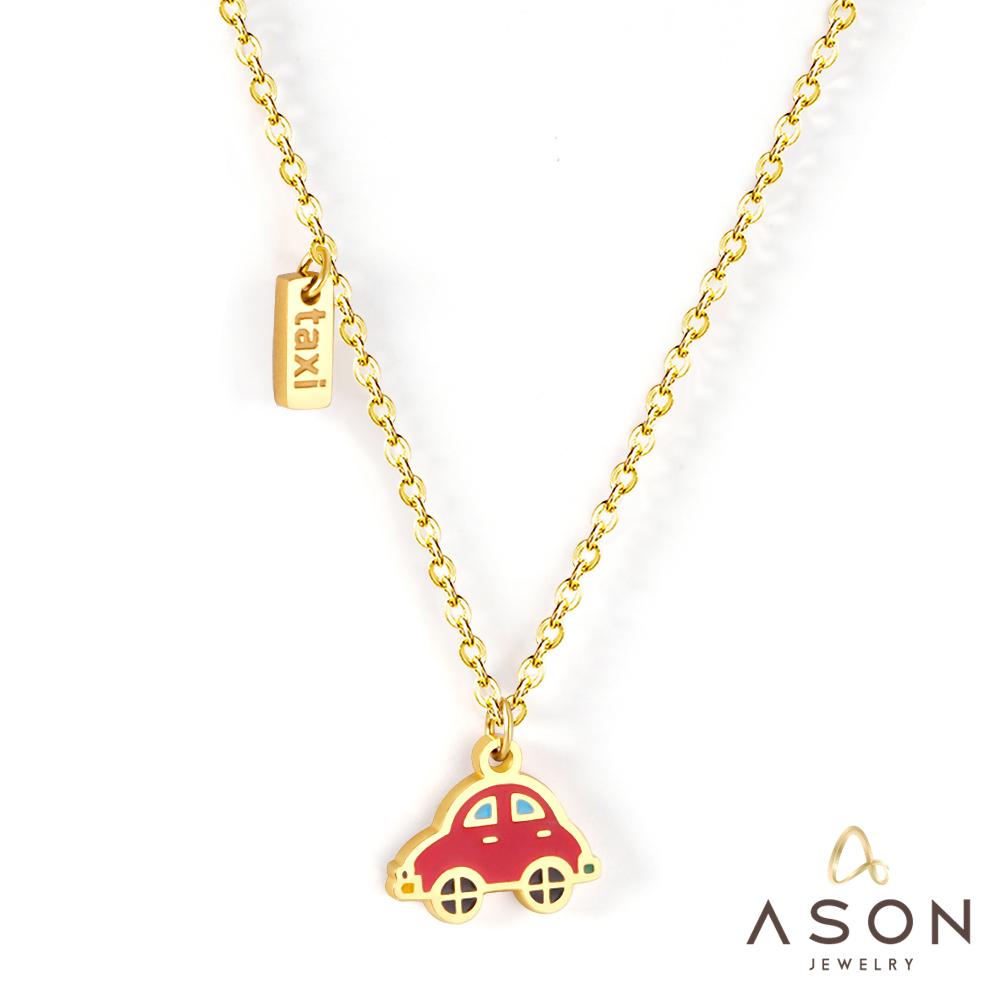 ASON Cute Red Little Car Pendant Necklace 316L Stainless Steel Cartoon Taxi Necklace for Women Fashion Jewelry Accessories asonjewelry
