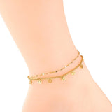 ASON moda forma redonda accesorios huecos cadenas multicapa tobilleras Color oro acero inoxidable para mujer joyería