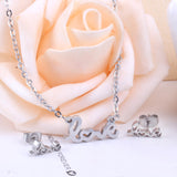 Lover's Stainless Steel Gold Jewelry Sets Letter Wedding Necklaces Earring Dubai Jewellery Set For Women Girls
