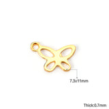 ASON 100Pcs/Lots Butterfly Hollow Charm With Holes 316L Stainless Steel Gold For Necklace Bracelet DIY Jewelry Making Supplies