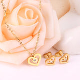 Stainless Steel Wedding Dubai Bridal Jewelry Sets CZ Heart Necklace Earrings Sets For Women Party Jewellery Sets