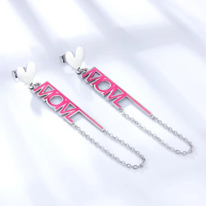 Mother Matching Letter Pendients Earrings For Woman Love Mama Dangle Earrings 2022 New Colorful Design Heart Drops asonjewelry