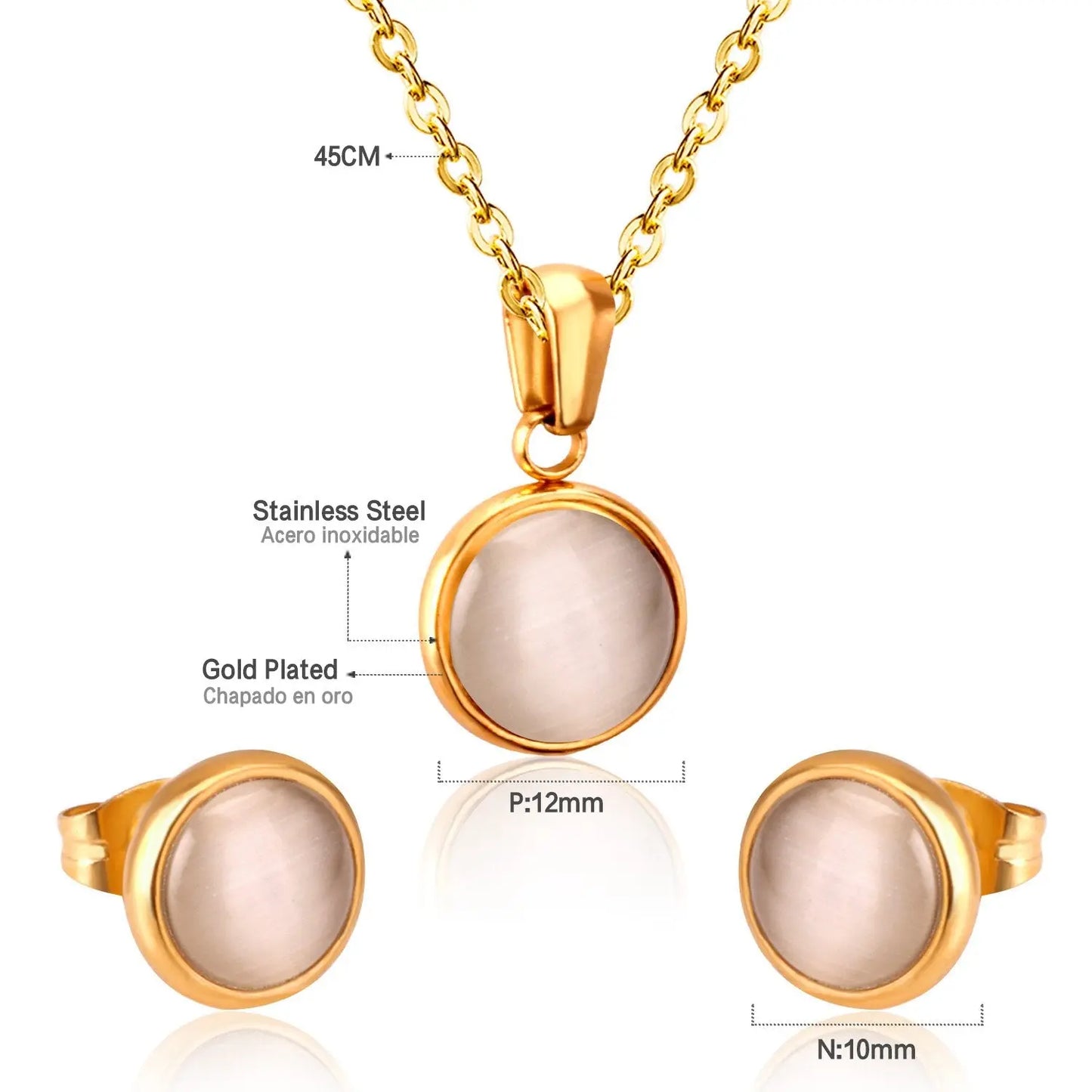 Opal Shell Dubai Wedding Bridal Christmas Jewelry Sets Pendant Necklace Earring For Women Gold Indian Jewellery Set asonjewelry