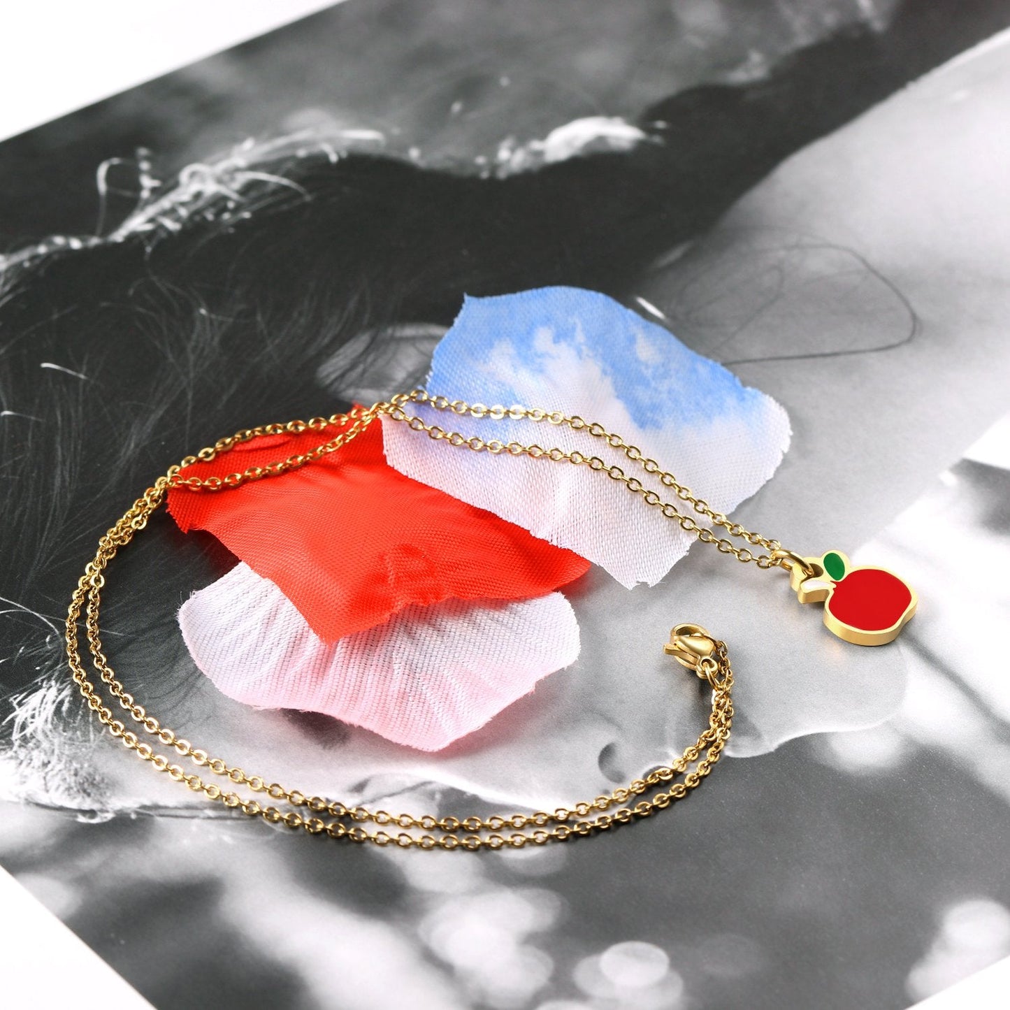 ASON 316L Stainless Steel Choker Gold Color Chain Apple Pendant Necklace Jewelry for Women Girl Anniversary Party Gift asonjewelry