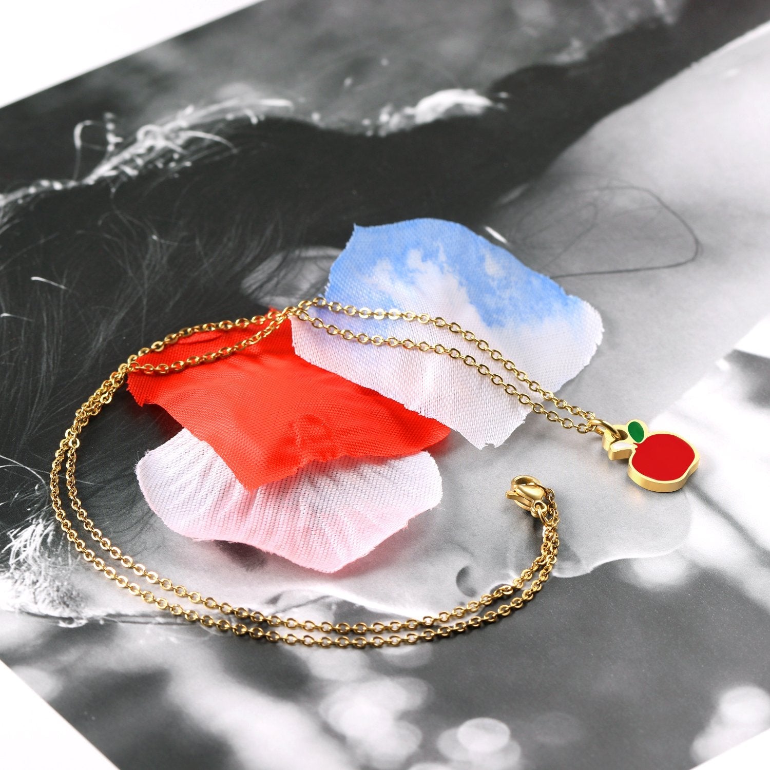 ASON 316L Stainless Steel Choker Gold Color Chain Apple Pendant Necklace Jewelry for Women Girl Anniversary Party Gift asonjewelry