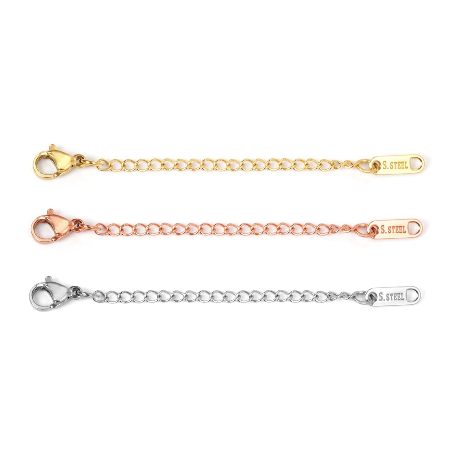 ASON 10pcs/lot Extended Extension Gold Tail Chain Stainless Steel Lobster Clasps Connector DIY Jewelry Making Bracelet Necklaces asonjewelry