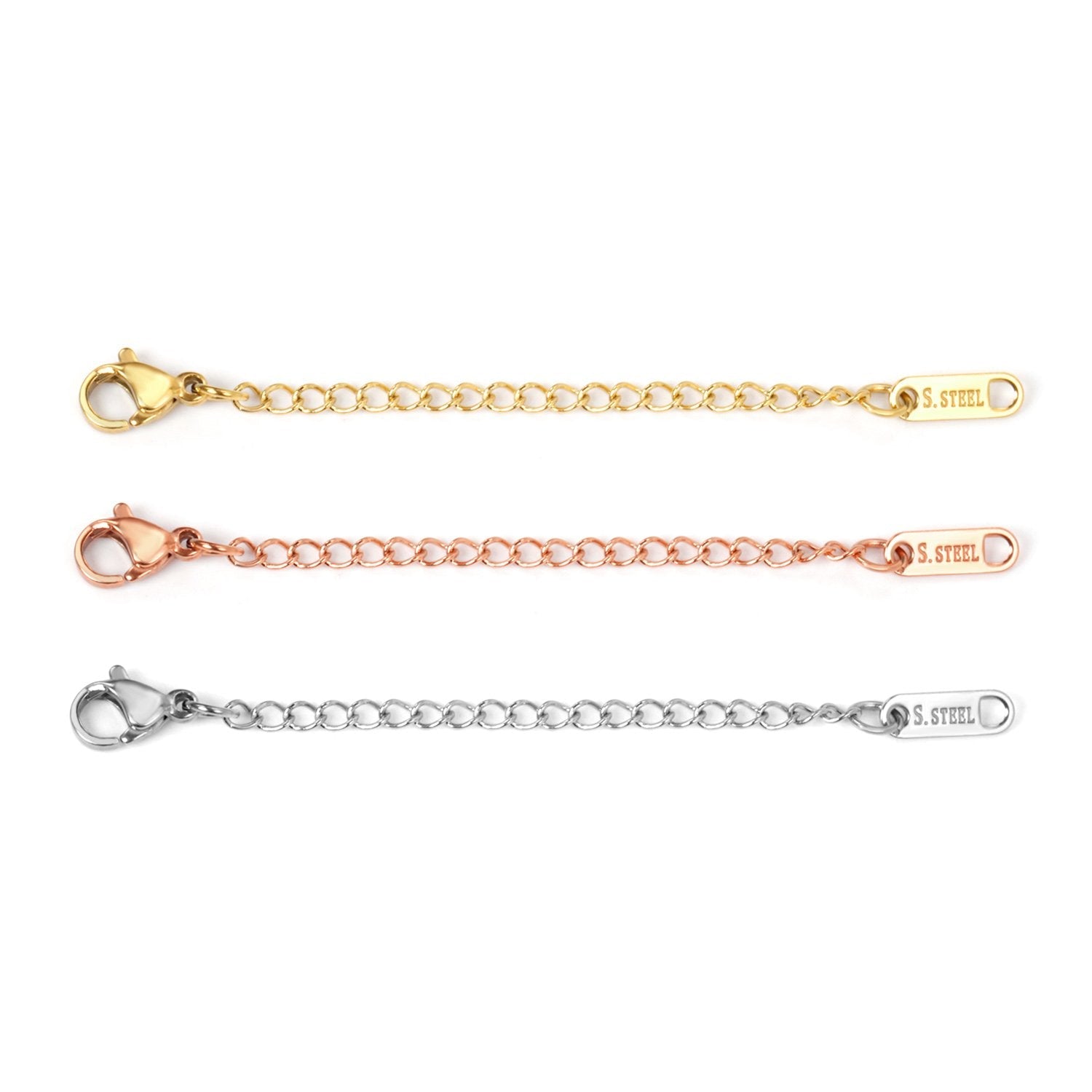 ASON 10pcs/lot Extended Extension Gold Tail Chain Stainless Steel Lobster Clasps Connector DIY Jewelry Making Bracelet Necklaces asonjewelry