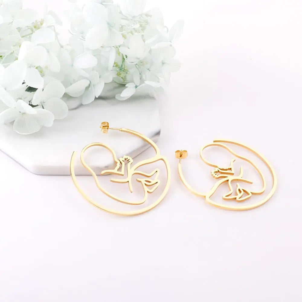 Stainless Steel Baby Shape Stud Earring Fashion Jewelry Bronco No Fade Gold Color Earring Fashion Jewelry Collier asonjewelry