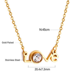 Stainless Steel Love Accessories Cubic Zirconia Pendant Necklace For Women No Fade  Collars Jerelry Party Wedding