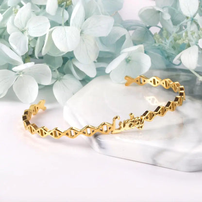 Geometric Statement Bangles Stainless Steel Letter Lucky Cuff Bracelets On Hand For Friends Gifts Girls Birthday asonjewelry