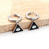 ASON Triangle Mixed Color Devil Eye Piercing Drop Earrings Gold Color Staianless Steel For Women Men Trendy Daily Jewelry