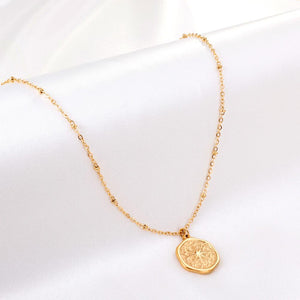 Stainless Steel Chains Necklace for Women Girls Gold Color Round Lucky Star Pendant Collars Female Accessorie 2022 New