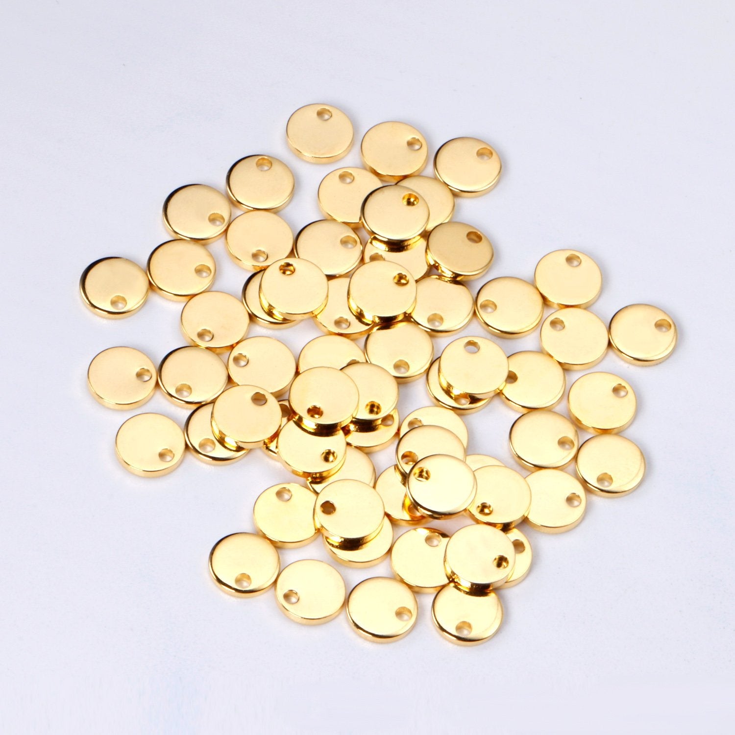 ASON 100pcs Single Hole Disc Pendant Round Stainless Steel  Charm For Necklace Bracelet DRY Handmade Jewelry Making Supplies asonjewelry